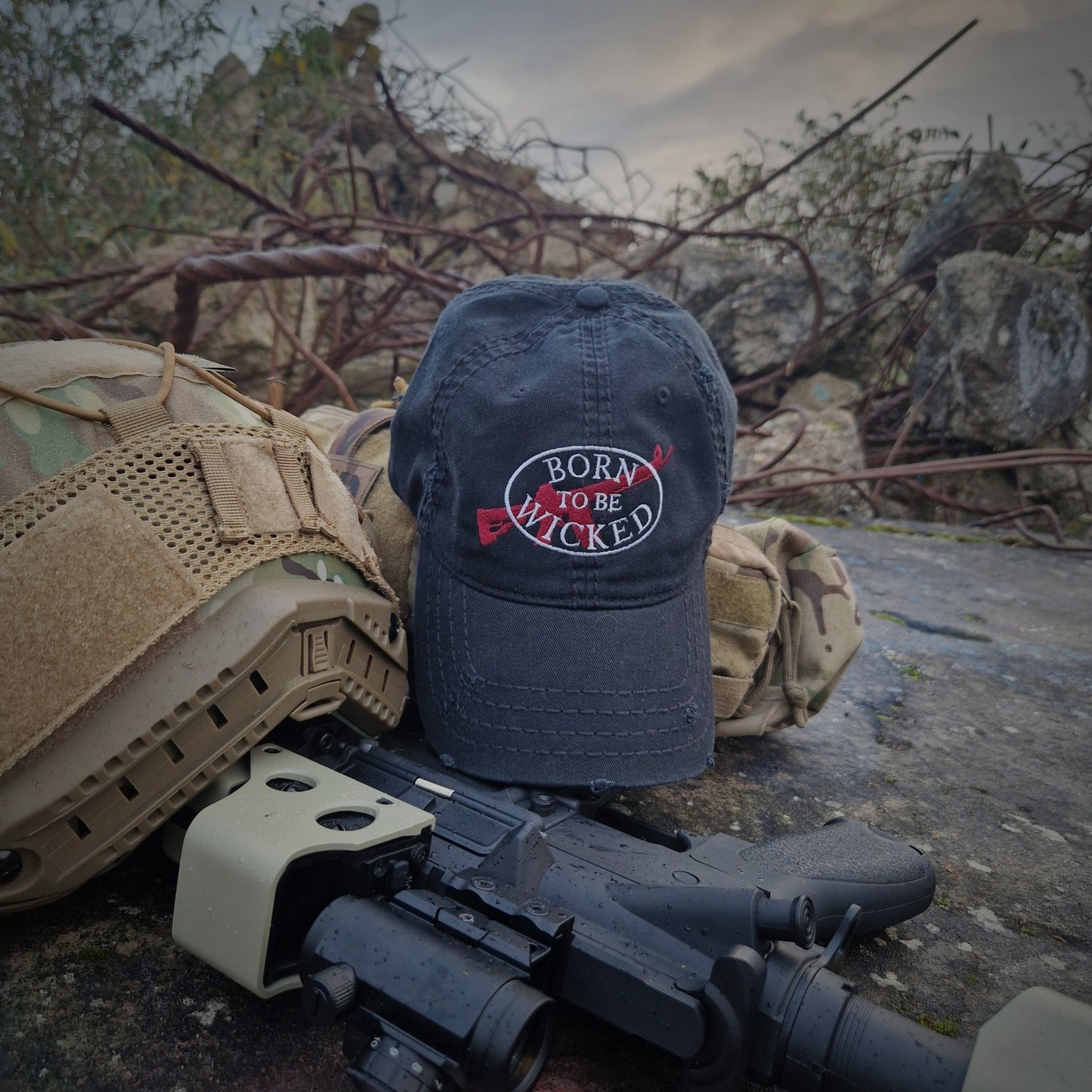 Distressed Operator Cap (Black) - Born To Be Wicked